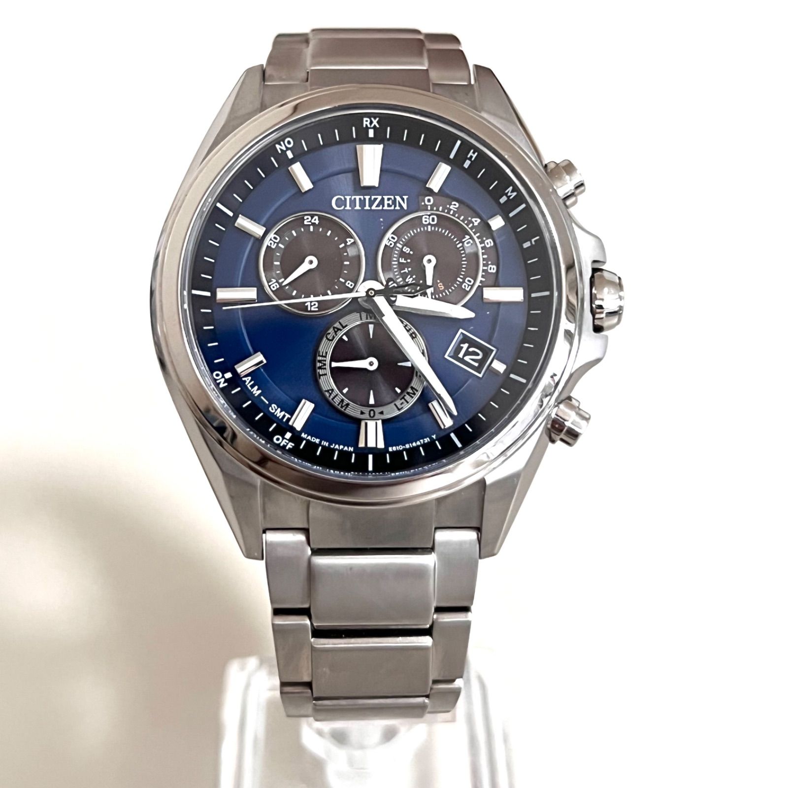 CITIZEN アテッサネイビー ダイヤル 電波時計エコドライブ 電波時計