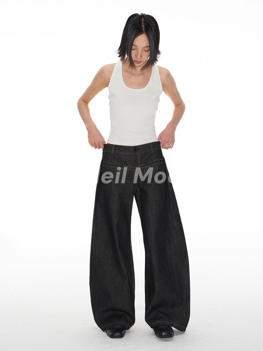 JCAESAR DENIMS ローライズ ワイドレッグパンツ サーベルカット