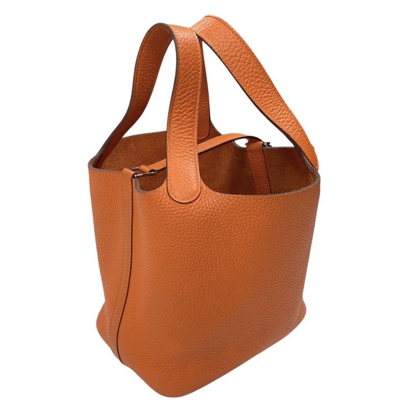 エルメス HERMES ピコタンロックPM □R刻 オレンジ シルバー金具  