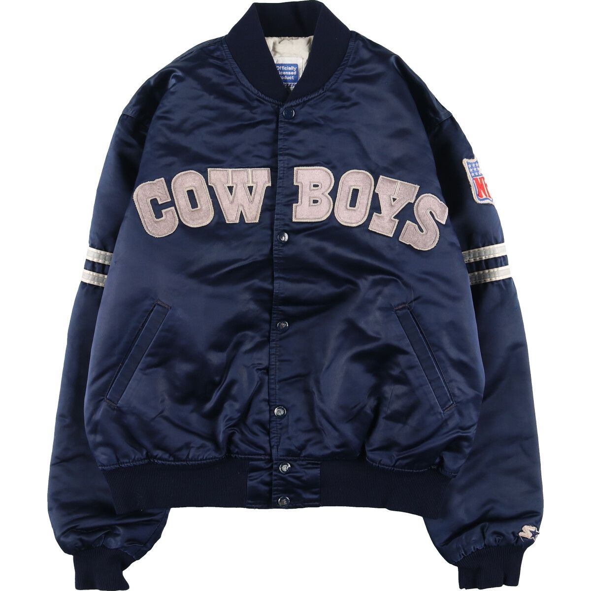 90年代 LOGO ATHLETIC NFA DALLAS COWBOYS ダラス カウボーイズ 袖革ウールスタジャン アワードジャケット バーシティジャケット メンズL ヴィンテージ /eaa415347