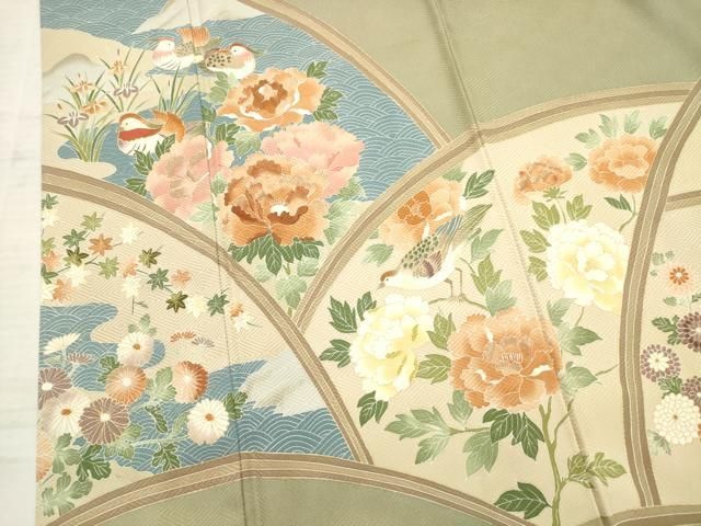 平和屋着物□訪問着 刺繍 鴛鴦花文 金彩 正絹 逸品 AAAX8529ma 平和屋