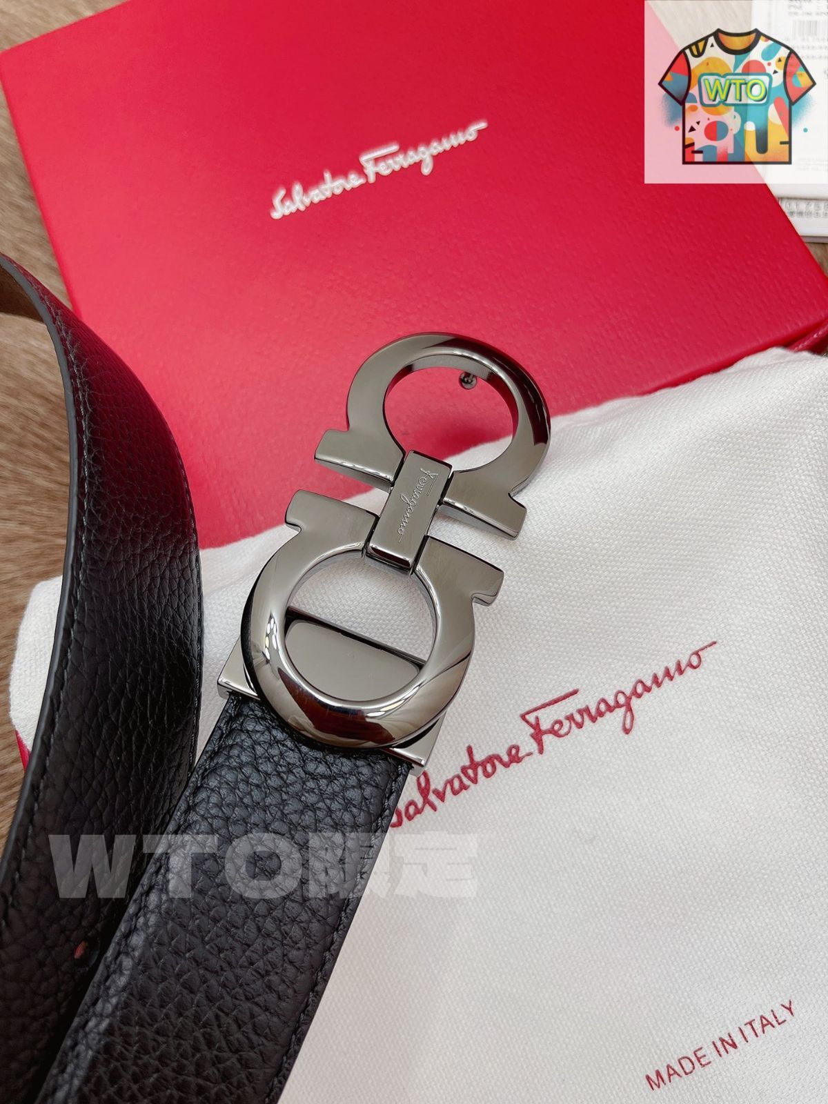 フェラガモ　ベルト　未使用 今日WTO】Ferragamo フェラガモ レザーベルト-MF56 - メルカリ