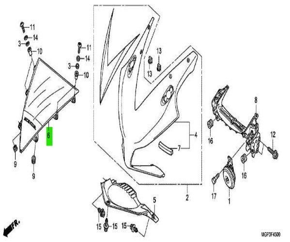 ホンダ CBR1000RA ウィンドースクリーン TYPE1 WINDSHIELD 64250-MGP-307ZA HONDA 純正 Genuine JDM メーカー純正品 未使用