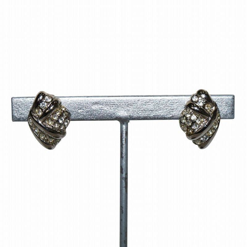 ジバンシィ GIVENCHY イヤリング 両耳用 バネクリップ式 ラインストーン シルバーカラー /KW ■GY18