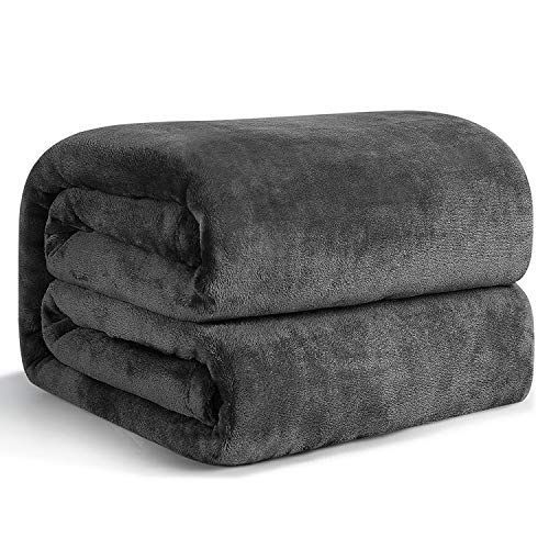 グレーブラック_180x200 Hansleep 毛布 ダブル 冬用 ブランケット 大きめ 180x200cm 大判 グレーブラック マイクロファイバー 柔らかく肌触り フランネル 洗える 軽量 静電防止 四季適用