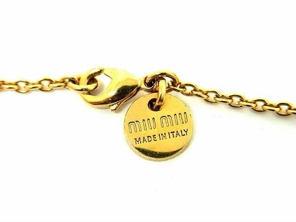 ■極美品■ miumiu ミュウミュウ ストベリー ネックレス ペンダント アクセサリー レディース ゴールド金具×レッド系 AT5847