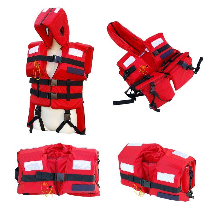 3着セット 津波水害対策用 防災頭巾付き 救命胴衣 ライフジャケット AM