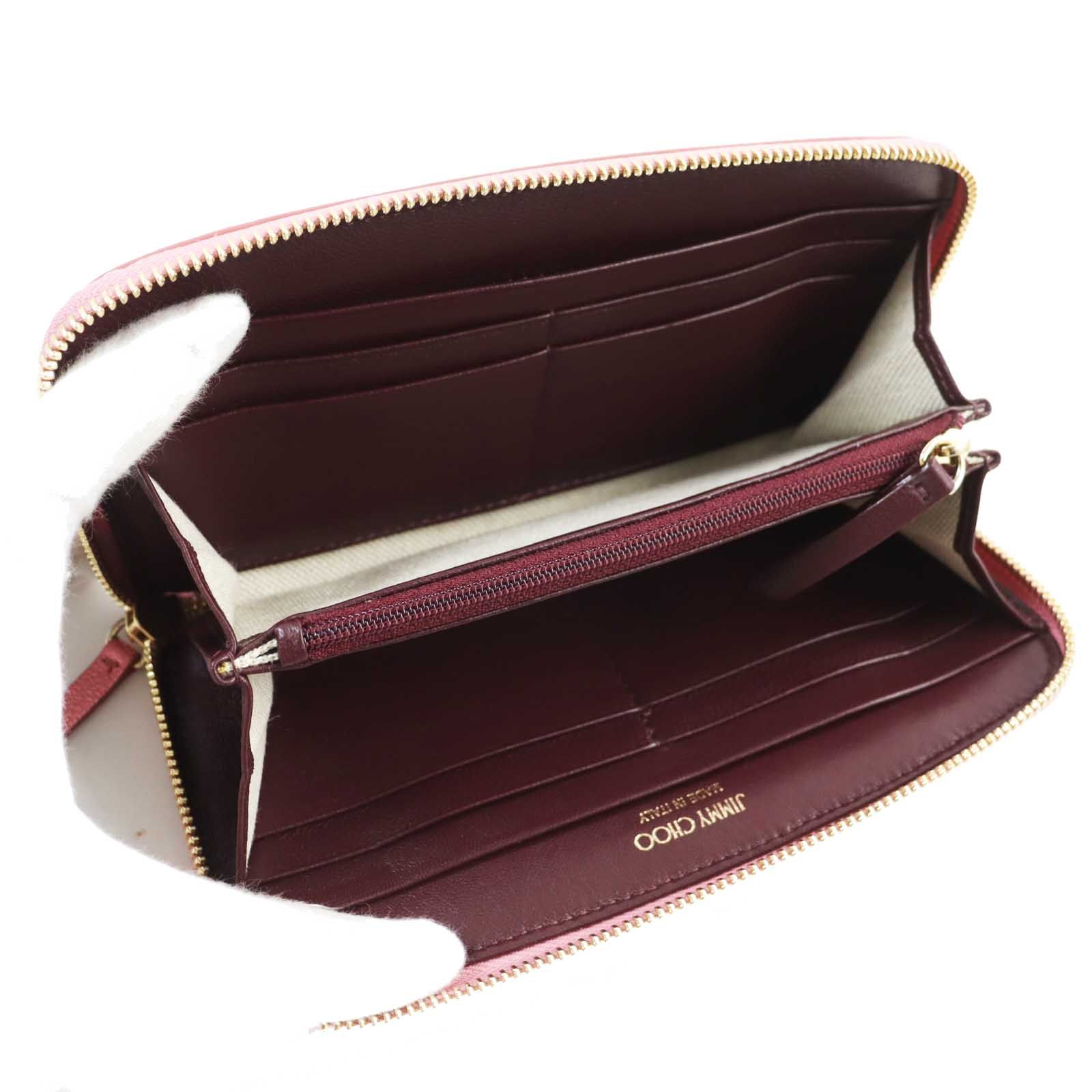美品 JIMMY CHOO ジミーチュウ 可笑しく 長財布 スタースタッズ ピンク