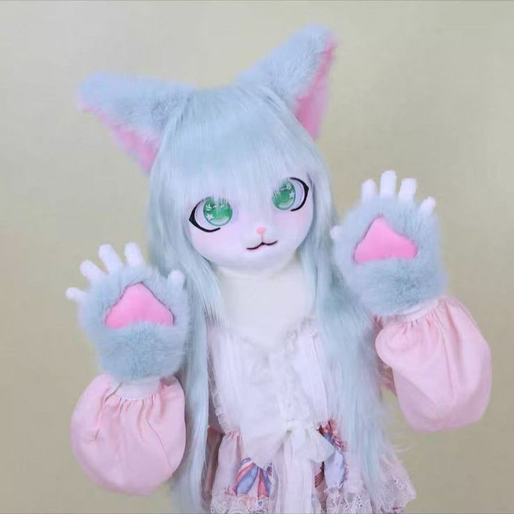 着ぐるみヘッド kigurumi fursuit キャット耳 ブロンド ファースーツ用