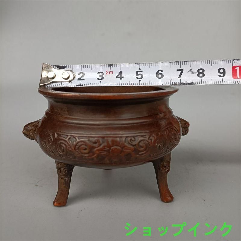 銅製 仏鼎 方鼎香炉 装飾品 工芸品 置物 銅器 香炉 三足鼎炉 彫花香炉 線香 盤香 供仏炉 工芸品 置物