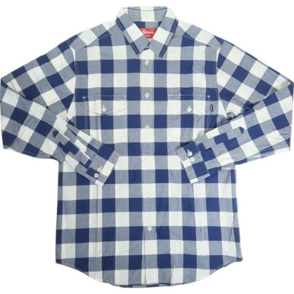 Size M SUPREME シュプリーム Block Check L|S Shirt 長袖シャツ 白青 -非常に良い 20819125