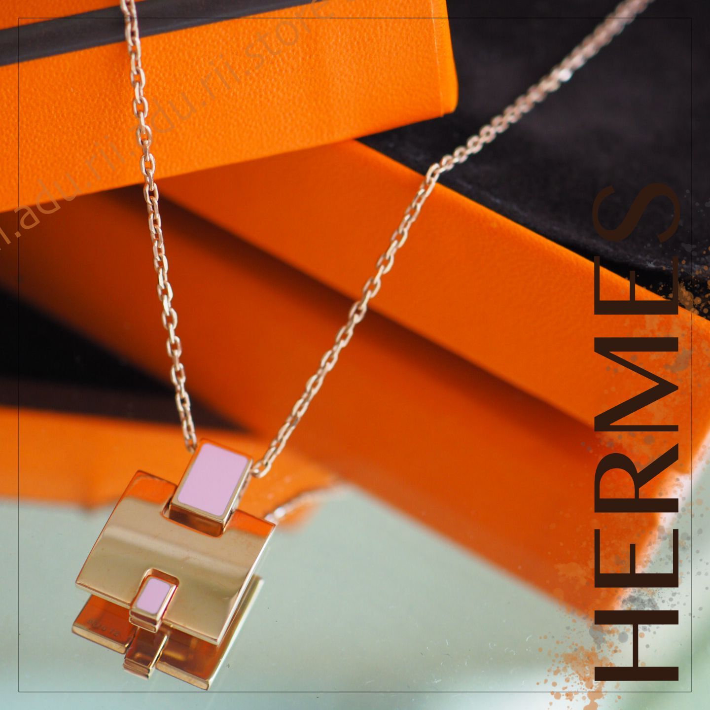 未使用極美品☆ エルメス HERMES アイリーン Hロゴ ネックレス ピンク 