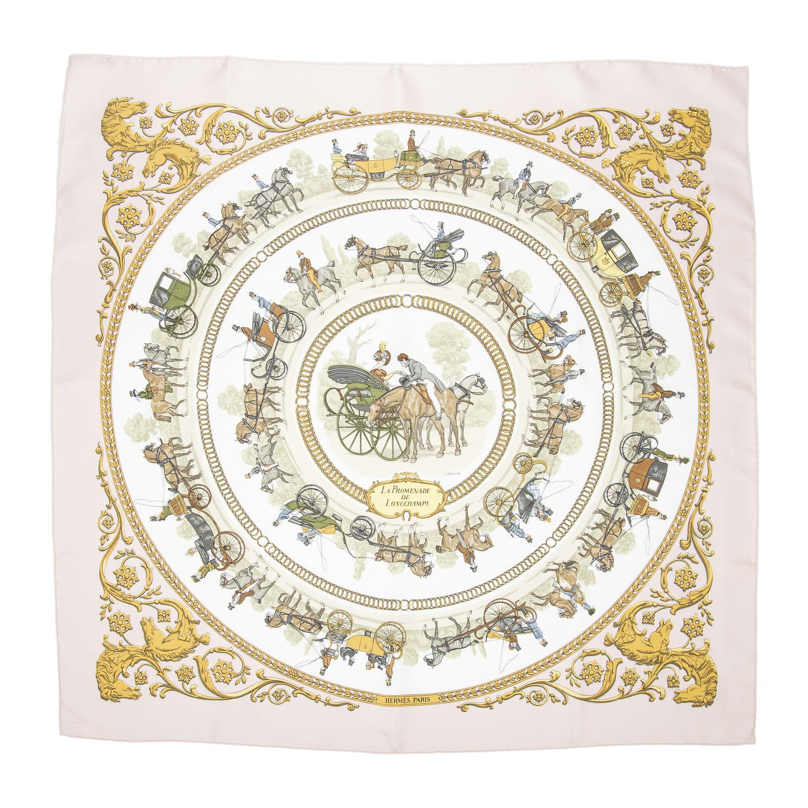 HERMES エルメススカーフピンク アイボリー 金 ツイルシルクA WWW_USTAUSTRALIA_COM_AU