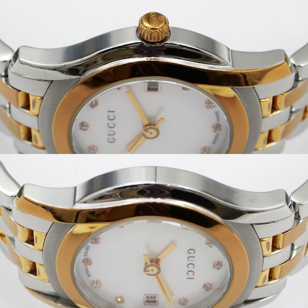 GUCCI グッチ5500L YA055535 腕時計シェル11Pダイヤ 稼働中 GUCCI グッチ 5500L 11P ダイヤモンド 腕時計 ステンレス