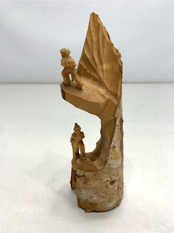 昭和初期 農民美術 志賀高原 スキーヤー 登山者 2段 二人型