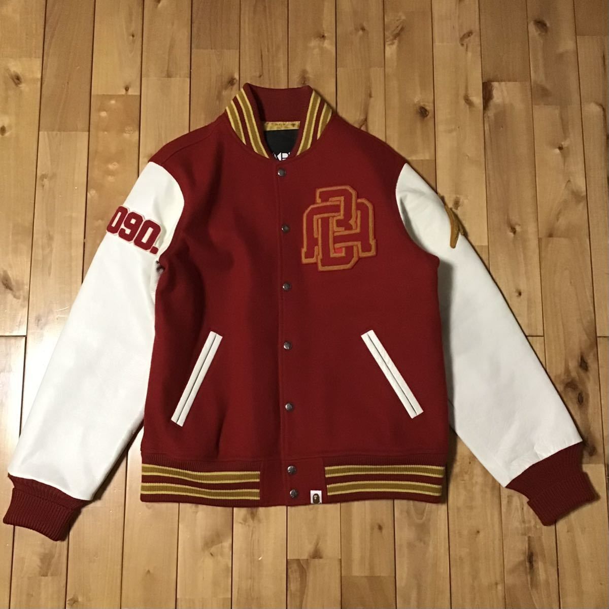 ☆NFS限定☆ 袖レザー BAPE STA LOGO varsity jacket Lサイズ a ...