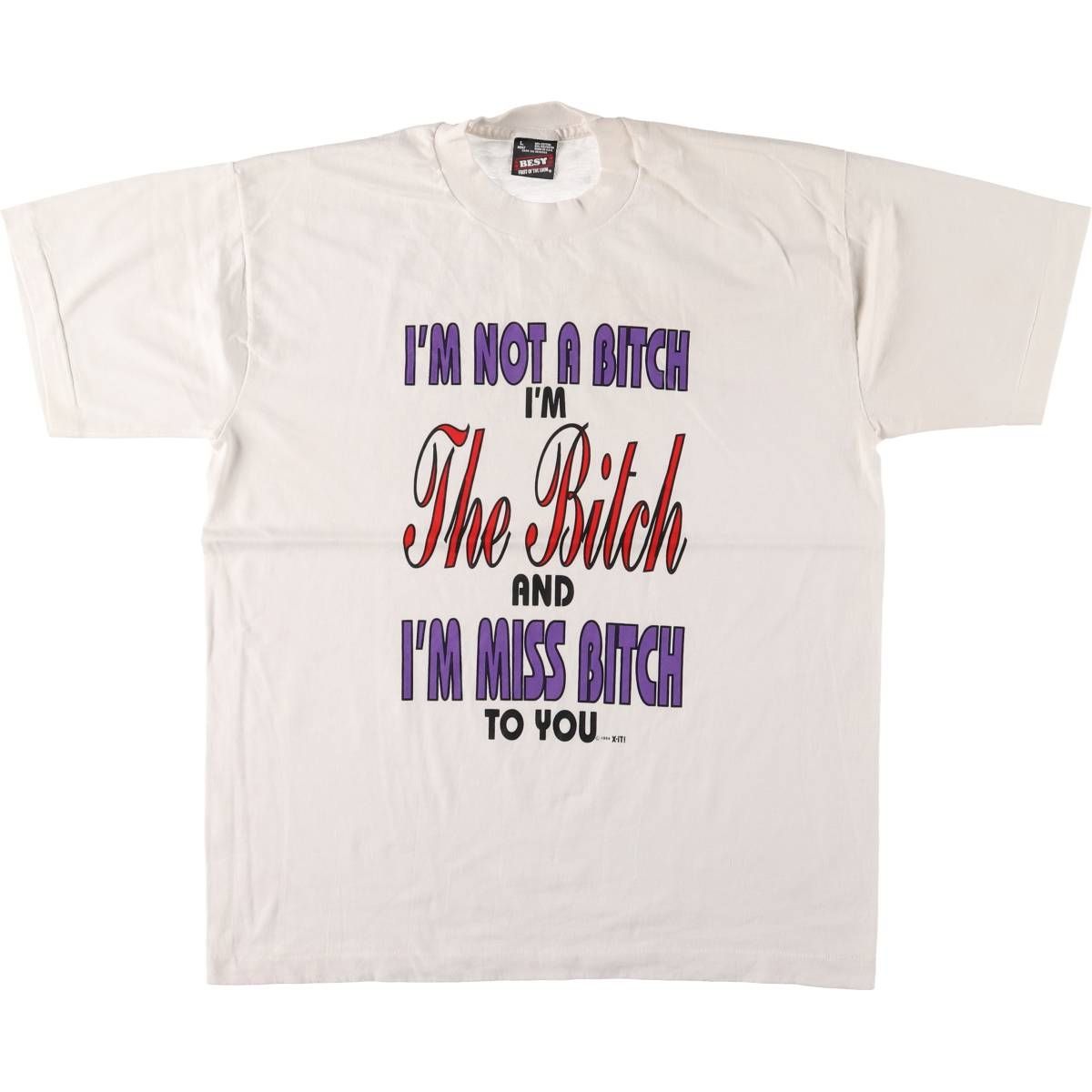 ★90年代　Fruit of the Loom ヴィンテージ Tシャツ L★ 古着 90年代 フルーツオブザルーム FRUIT OF THE LOOM メッセージ