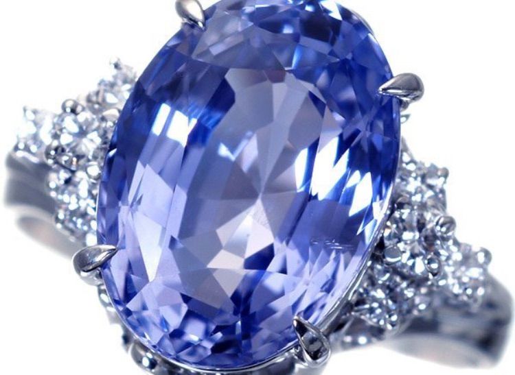 ジュエリー CGL鑑付 上品 超特大天然非加熱バイオレットサファイア5.686ct＆ダイヤ 超 Pt900リング h7475vul