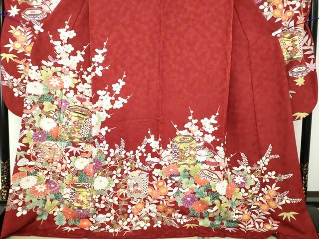 平和屋着物○豪華振袖 駒刺繍 貝桶花文 金彩 銀通し地