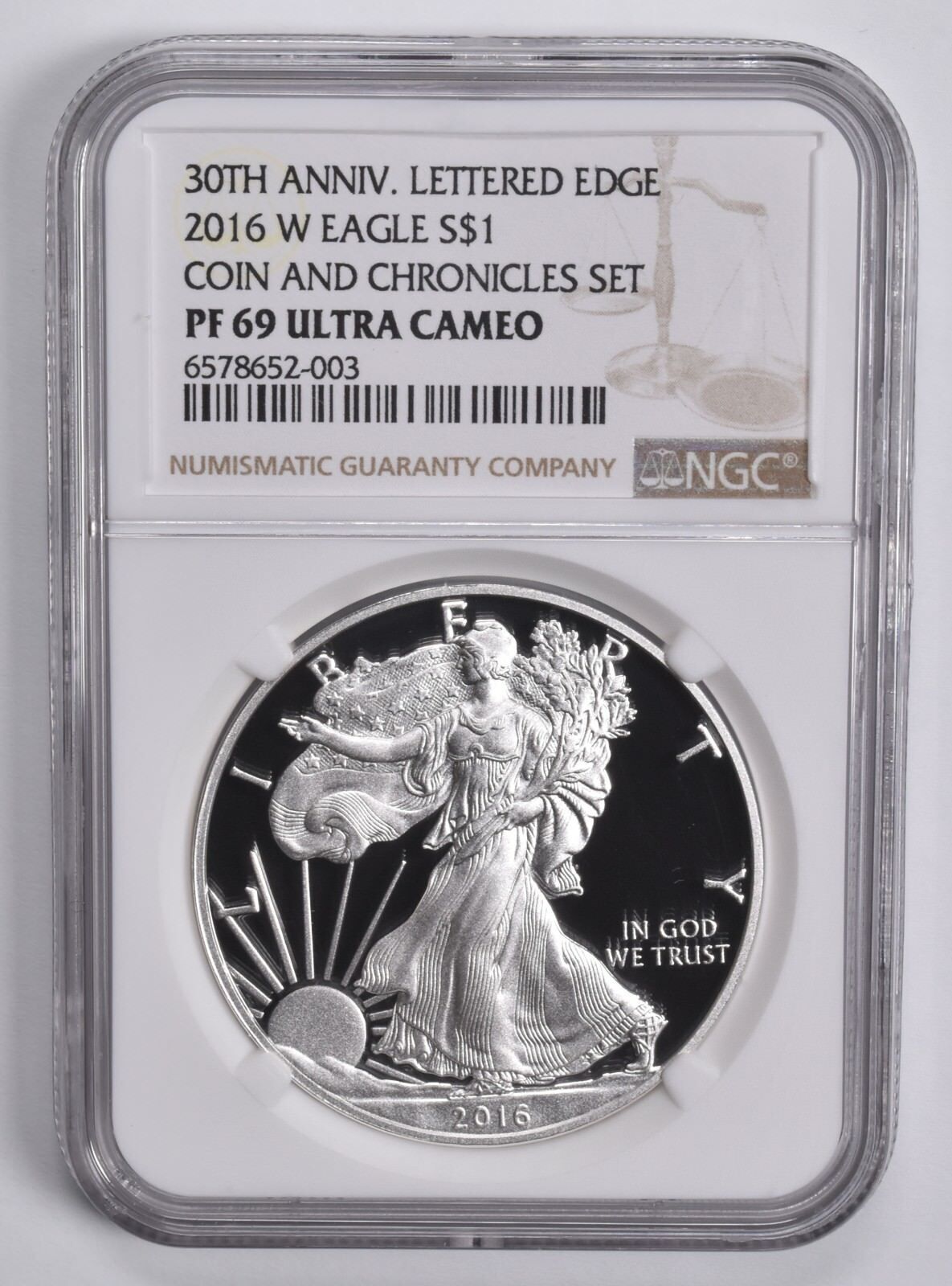 PF69 2016W ASE シルバーイーグルコイン クロニクル レタードエッジ NGC ブラウン Lbl