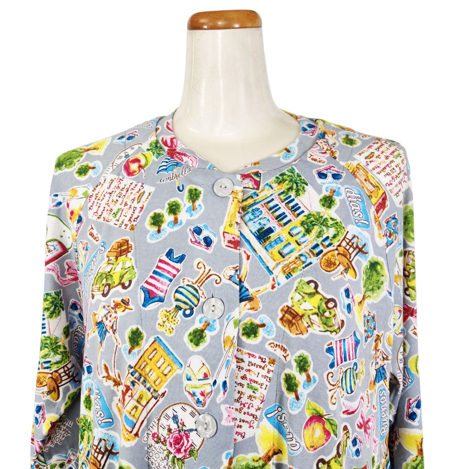 鴨居羊子パジャマ ♥ TUNIC 秋物長袖 長袖全開パジャマ 50強撚フライス Tエスパーニャ 26399 グレー色 日本製