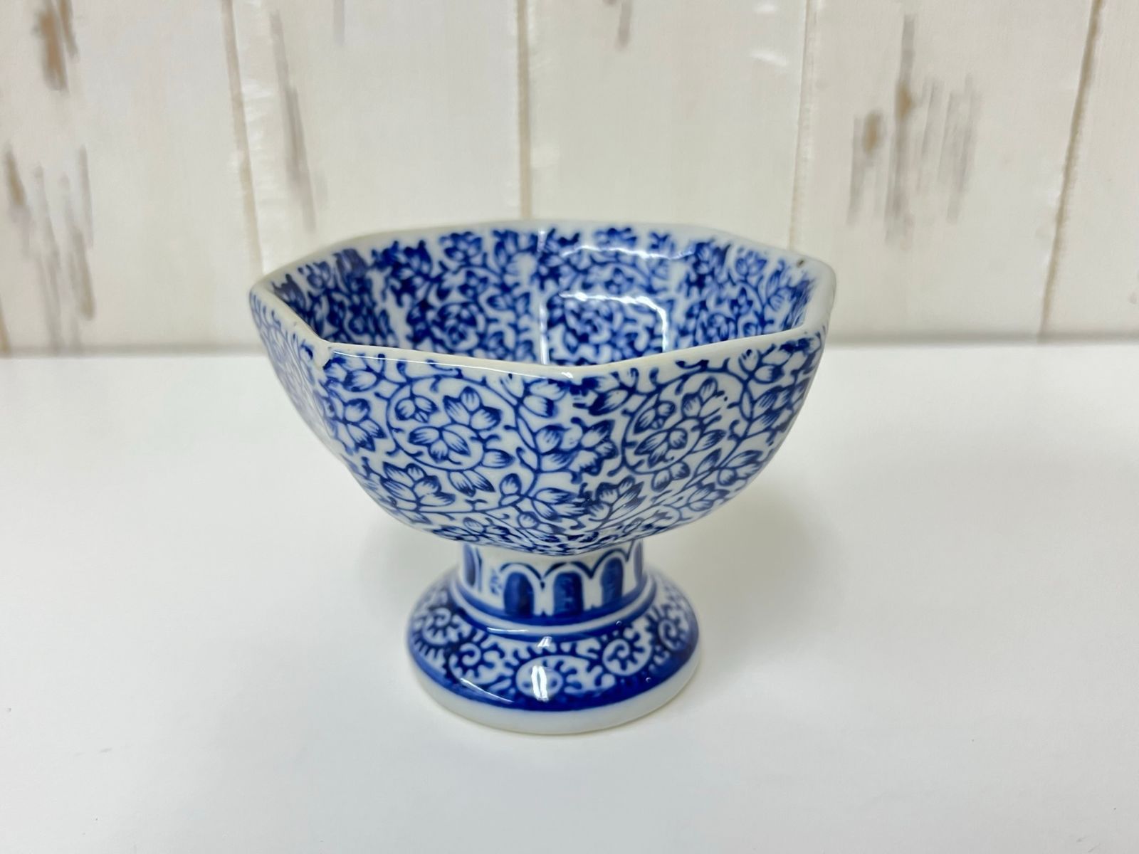 龍馬】陶器 青花 八角形 杯洗 6種セット 陶磁器 染付 盃 日本酒 酒盃