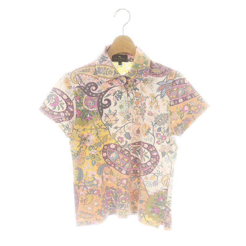 ETRO - ETRO(エトロ) 半袖ポロシャツ サイズ44 L レディース - ブルー×イエロー×マルチ 花柄 8079000563428_1.jpg?v=
