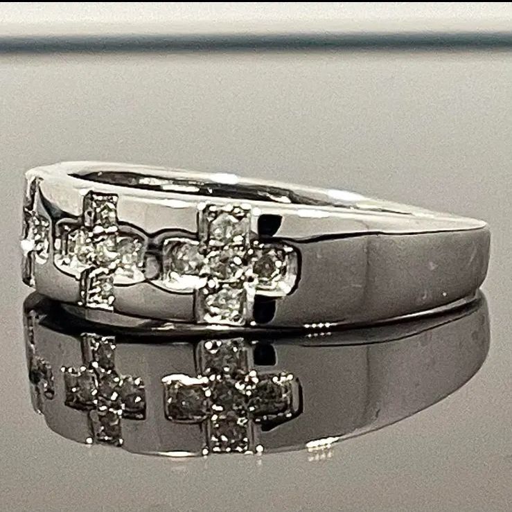 K18WG ダイヤ リング クロス ホワイトゴールド ダイヤモンド 指輪