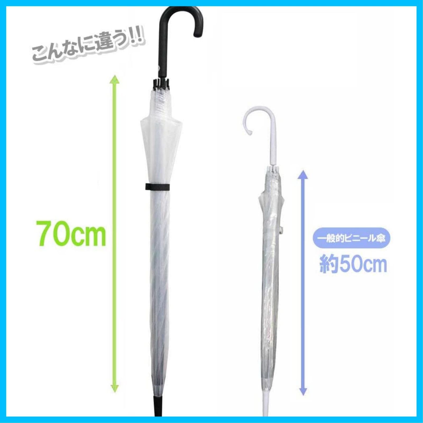  耐風 折れにくい 70 cm メンズ 親骨構造 大きい ジャンプ傘 開閉 黒 ワンタッチ 透明傘 グラスファイバー ビニール傘 ベーシック 長傘 傘