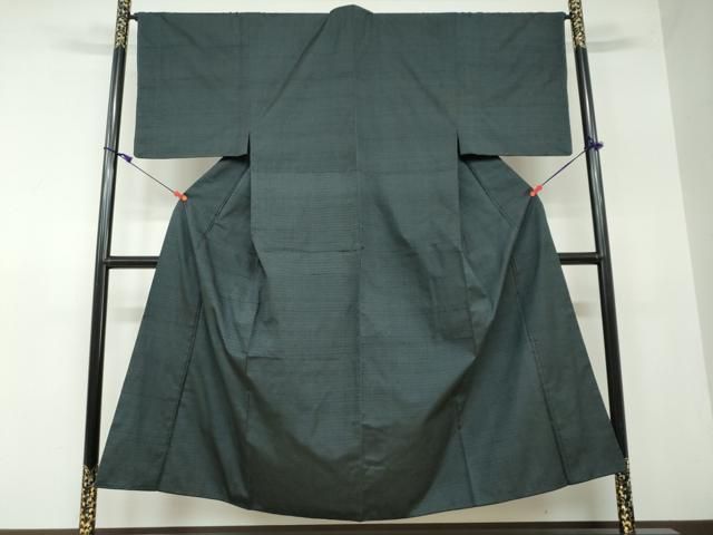 平和屋着物●男性 紬 アンサンブル 長羽織 80亀甲 総詰め 正絹 DAAW5379ud