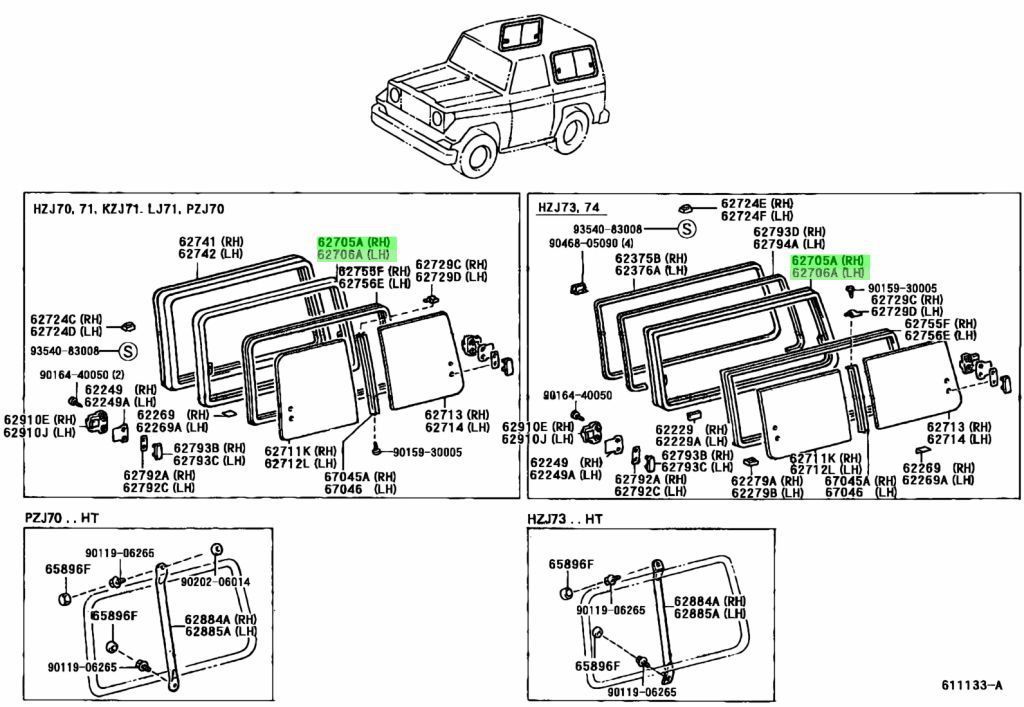 自動車 新品 トヨタ純正 70 ランドクルーザー クオータ ウインドウ