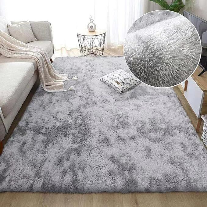 【在庫処分】輝点 ラグ カーペット ふわふわ ラグマット 北欧 シャギー 洗える 160x200cm 約3畳 浅灰色 柔らか 滑り止め付 防ダニ 防臭 防音 夏用 モノクロ 床暖房対応 長方形
