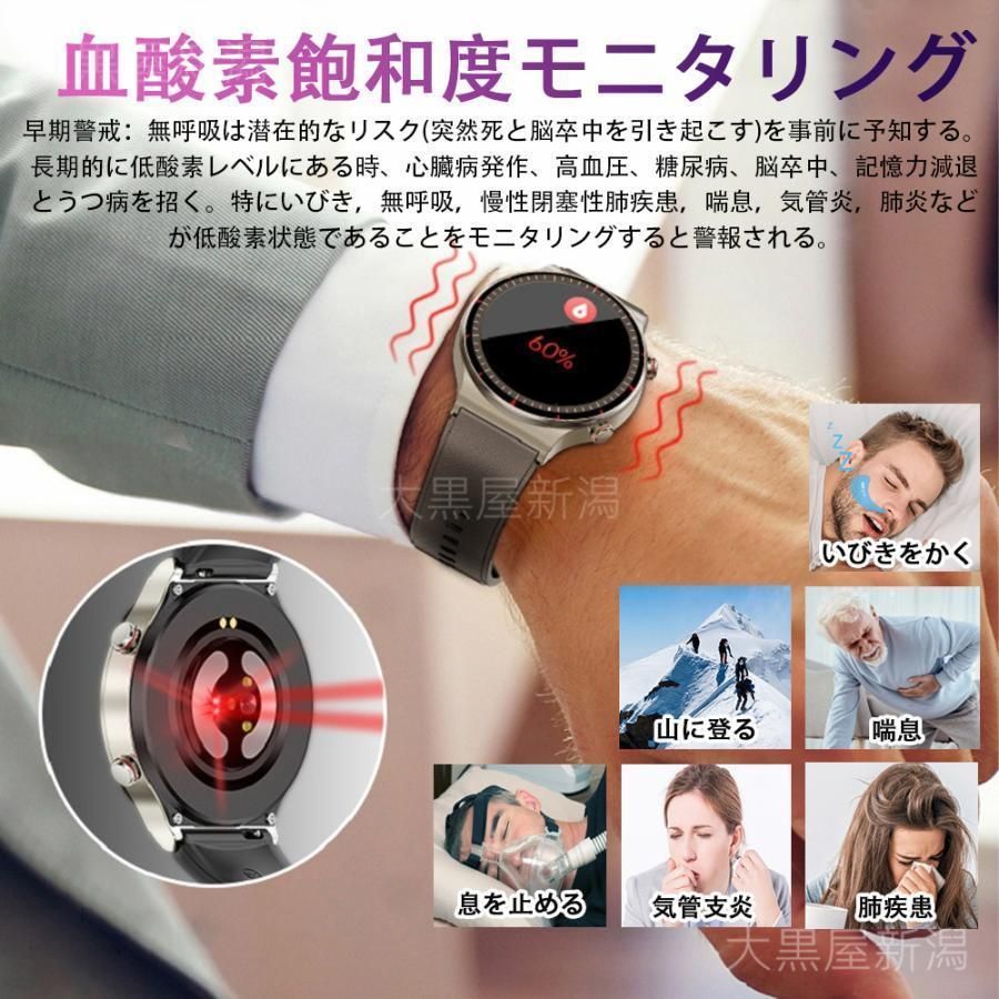 スマートウォッチ 日本製センサー 血圧測定 心電図ECG+HRV 血中
