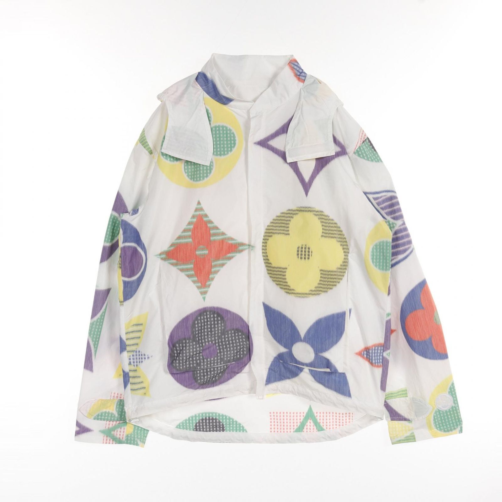 美品★ルイヴィトン・裏地モノグラム総柄 LV ナイロンジャケット(34) ヴィトン 22AW ナイロン ジャケット 34 レディース ブルー