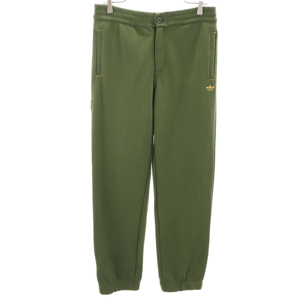 adidas アディダス Mark Gonzales マークゴンザレス コラボ トレフォイルロゴ刺繍 スウェットパンツ S カーキ 裏起毛 メンズ 古着