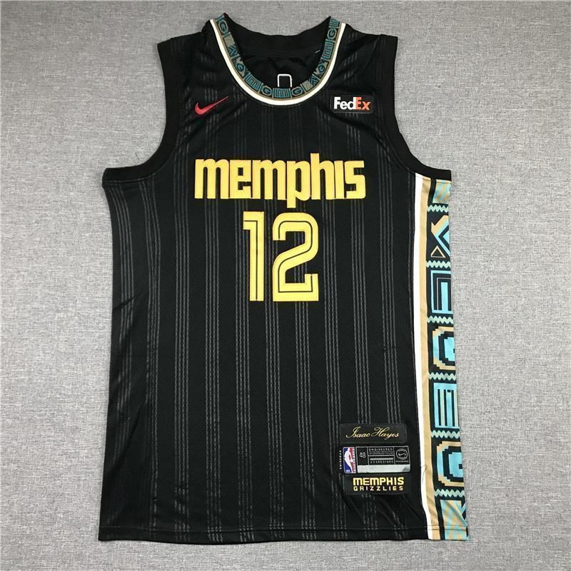 新品 グリズリーズモラントNBAユニフォーム12番 黒ジャージ S-XXL