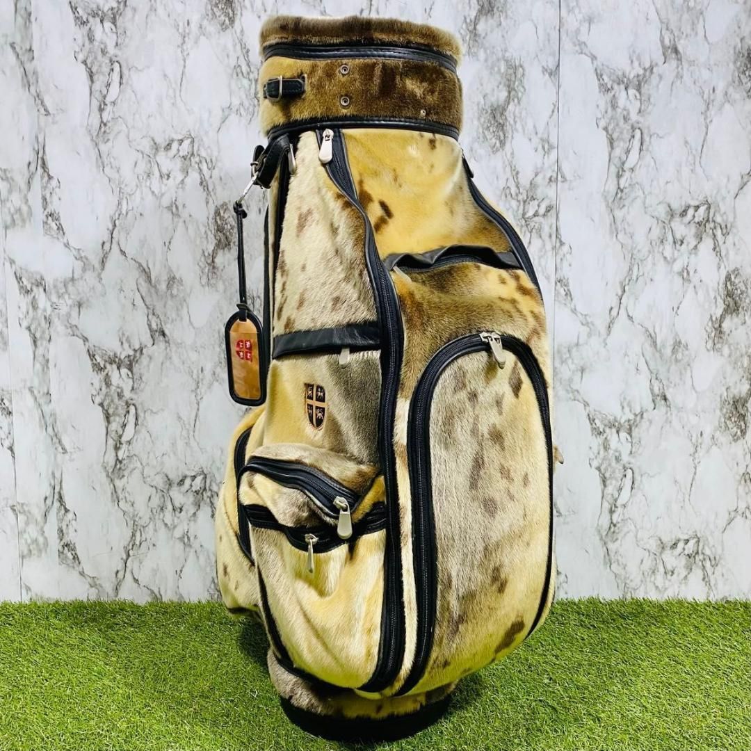 【希少品】アザラシ本革製 海豹毛皮 カート式 キャディバッグ 付属品多数 希少品】アザラシ本革製 海豹毛皮 カート式 キャディバッグ 付属