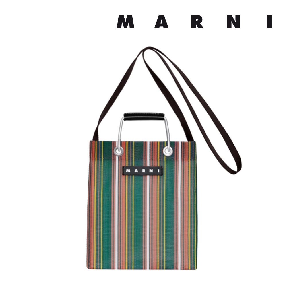 【未使用】MARNI フラワーカフェ　バッグ MARNI マルニフラワーカフェ トートバッグ ストライプバッグ