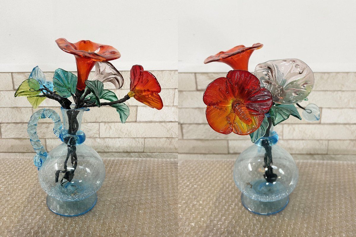 琉球ガラス「フラワーベース」＆ガラス細工「花束」 琉球ガラス「フラワーベース」＆ガラス細工「花束」 琉球ガラス(沖縄
