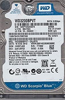 【中古】「非常に良い」Western Digital WD3200BPVT-24JJ5T0 320GB DCM: EHMTJAB [並行輸入品] 中古】「非常に良い」wd3200bpvt-24jj5t0、DCM hhmtjab、Western