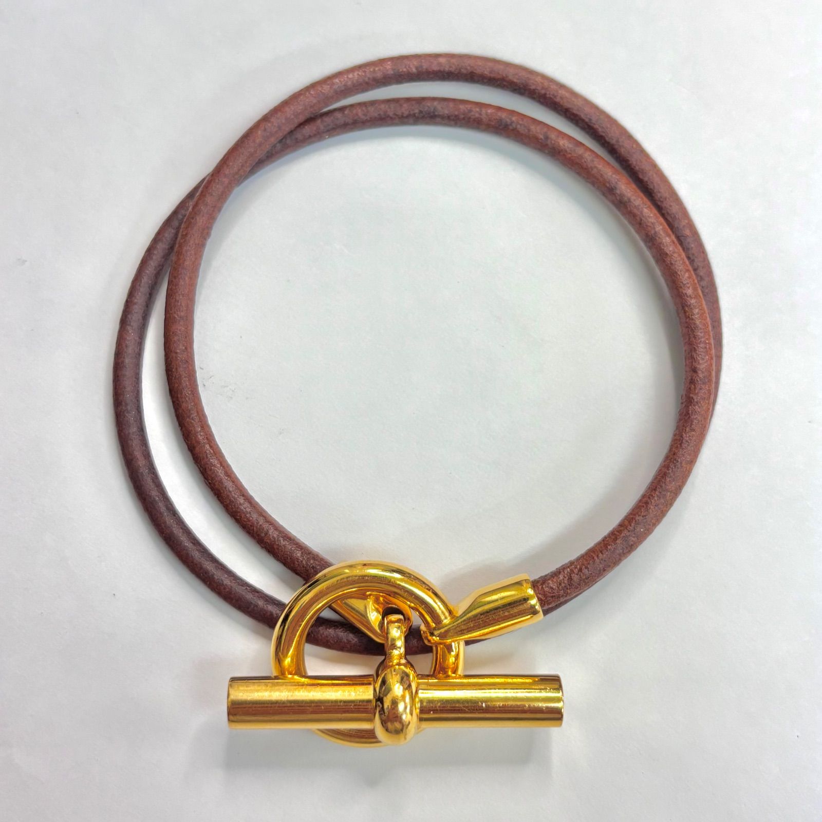 美品⭐️HERMÈS エルメス】 レザーコードブレスレット トグル式