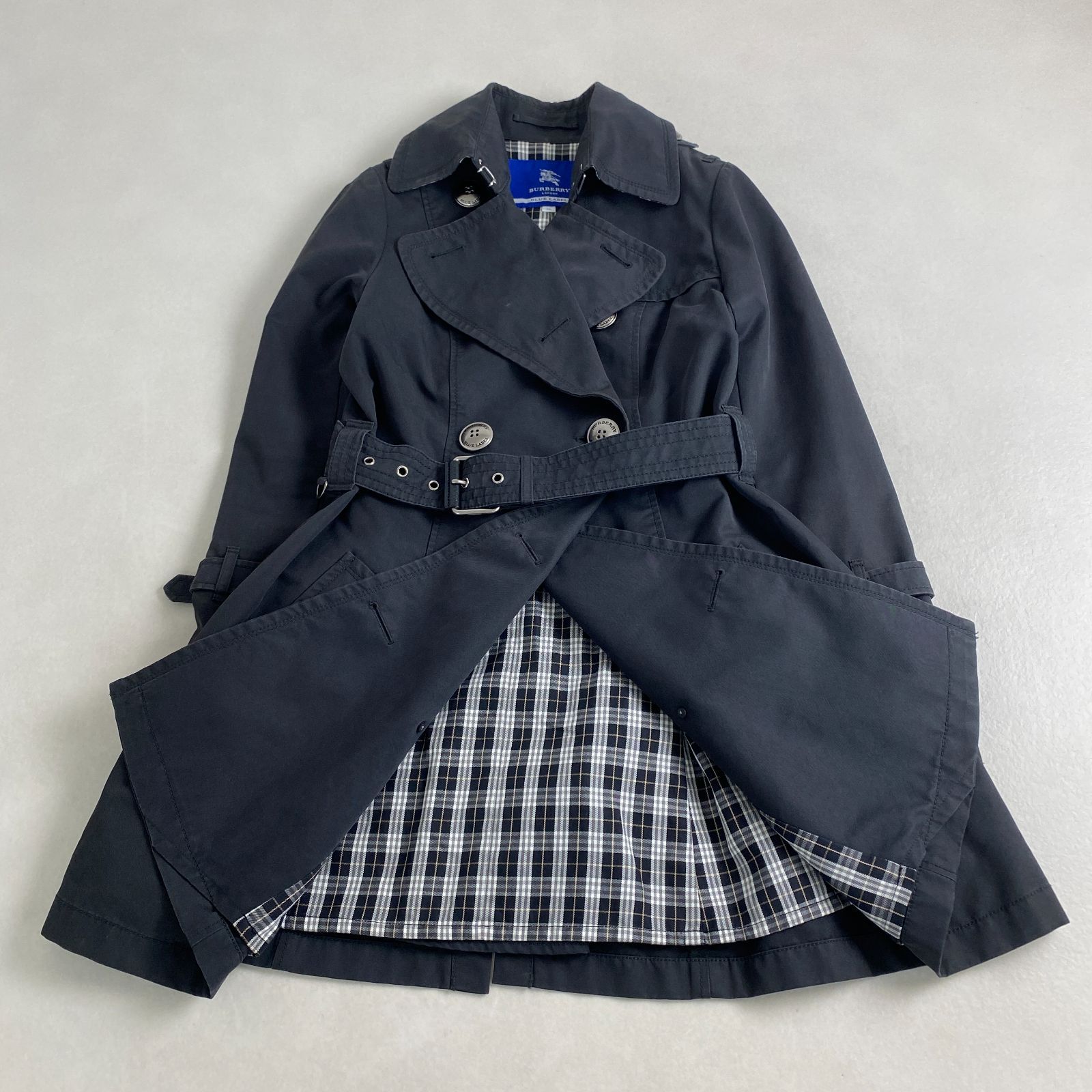 バーバリーブルーレーベル トレンチコート ノバチェック ベルト付き