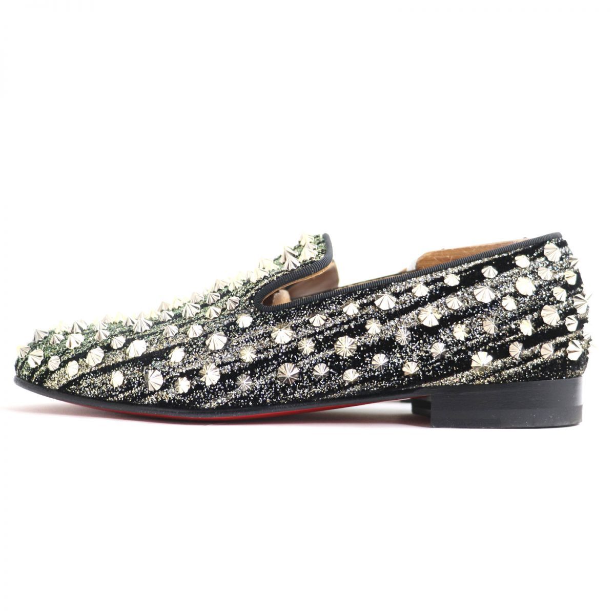 美品◇Christian Louboutin クリスチャンルブタン DANDELION SPIKES ラメ ローファー/シューズ ブラック 39  メンズ 伊製 - メルカリ