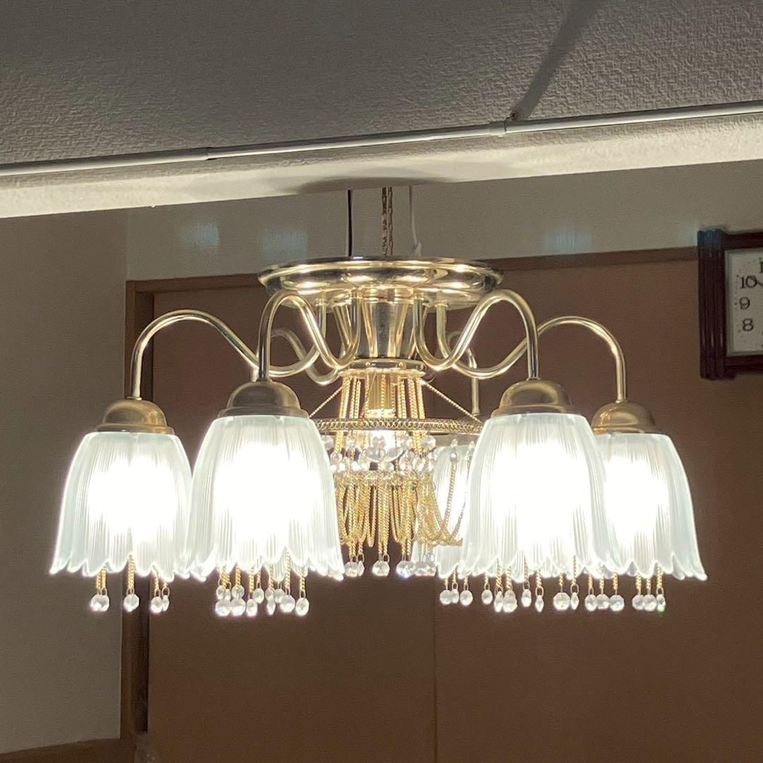 ナショナル 豪華 シャンデリア 7灯 クリスタル レトロ