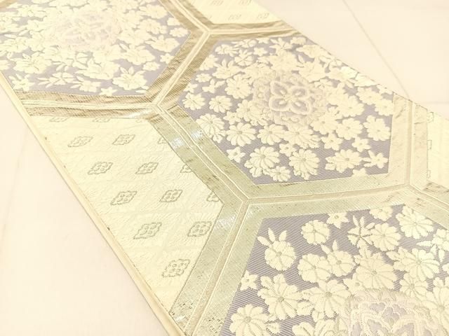 平和屋着物○結城紬 80亀甲 風景草花文 正絹 逸品 CAAT6913vf