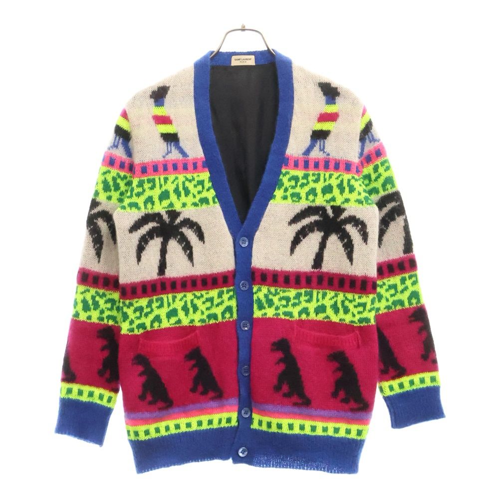 SAINT LAURENT PARIS サンローランパリ Jacquard Mohair Dinosaur Cardigan 408949 Y1XI2 ジャカードモヘアダイナソーカーディガン マルチ