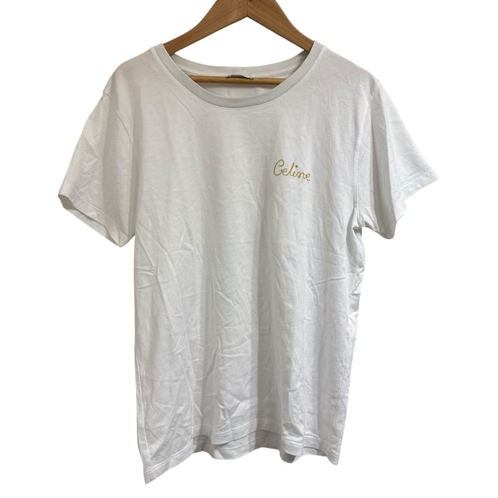 美品 CELINE セリーヌ EMBROIDERED T-SHIRT IN COTTON 半袖 Tシャツ