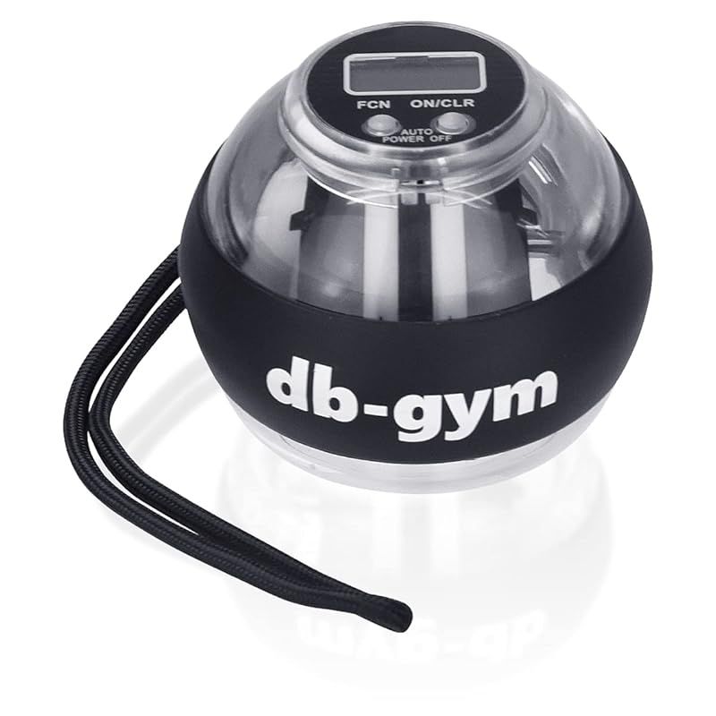 db-gym スナップボール 軽量 オートスタート機能 パワーボール 握力 前腕 筋トレ 手首 グリップ 高負荷 トレーニング器具 ストラップ付き (クリア， カウンター付き) 0