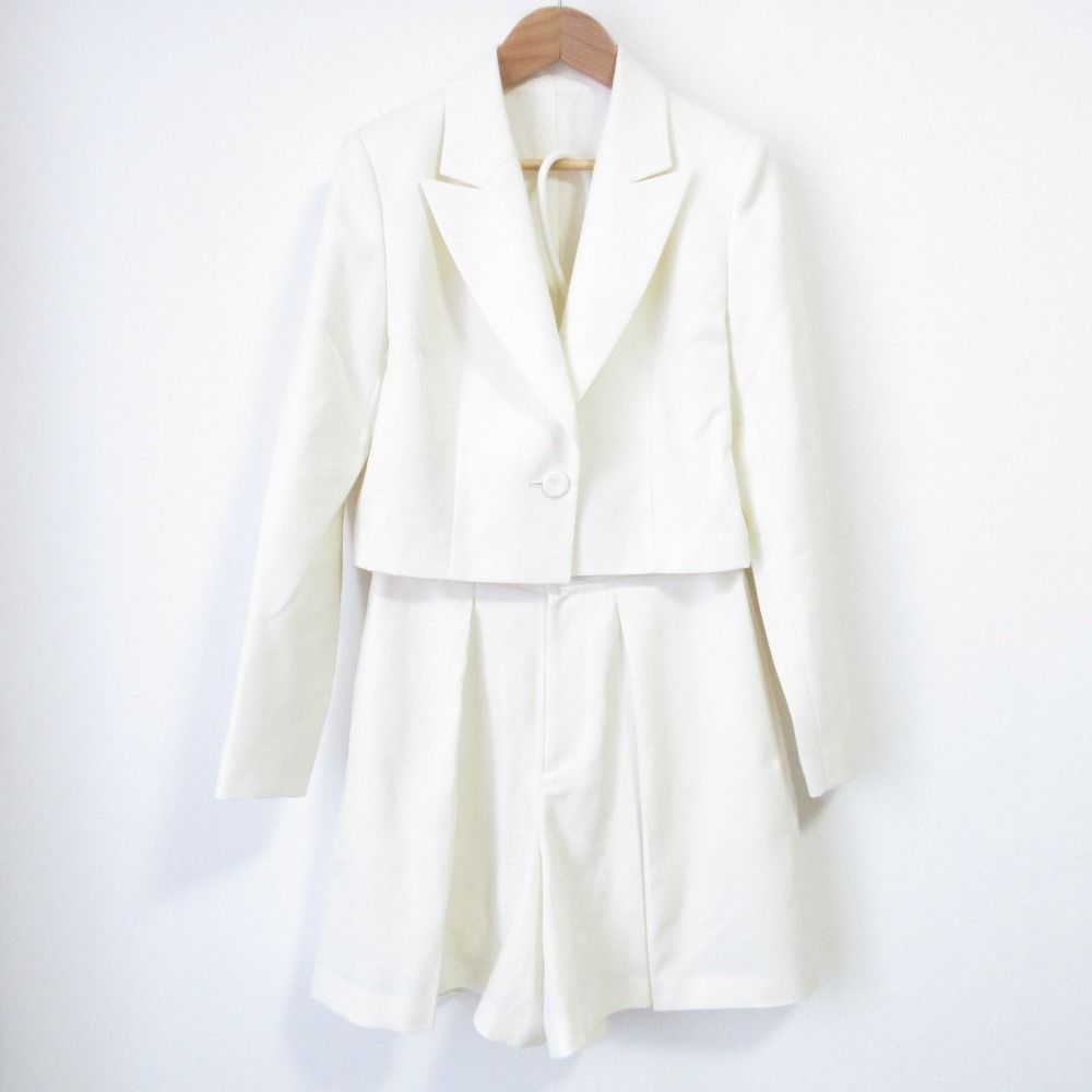 24AW LOULOU WILLOUGHBY ルルウィルビー ルマーノツイルショートジャケット ショートパンツ セットアップ 1|2 オフホワイト レディース 古着