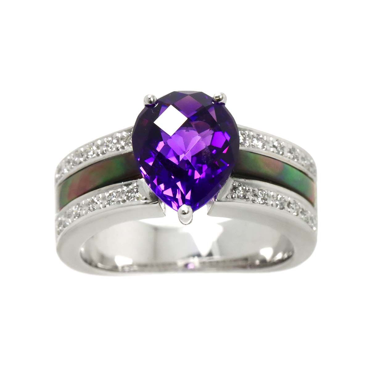 タサキ TASAKI 11号 リング アメジスト シェル ダイヤ 0.19ct